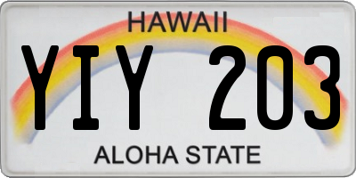 HI license plate YIY203