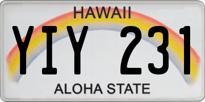 HI license plate YIY231
