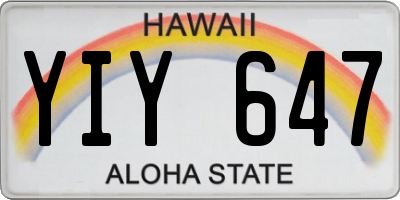 HI license plate YIY647