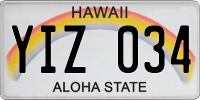 HI license plate YIZ034