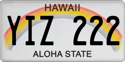 HI license plate YIZ222