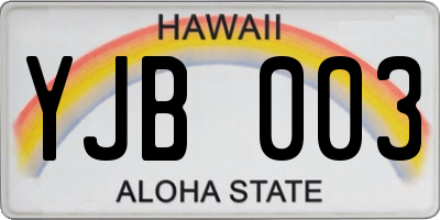 HI license plate YJB003