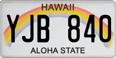 HI license plate YJB840