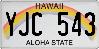 HI license plate YJC543