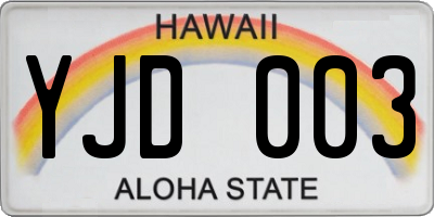 HI license plate YJD003