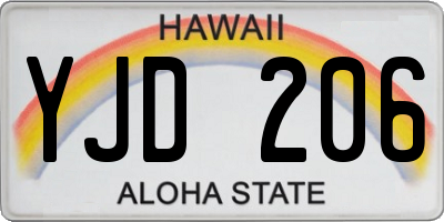 HI license plate YJD206