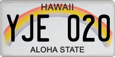 HI license plate YJE020