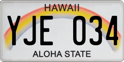 HI license plate YJE034