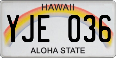 HI license plate YJE036