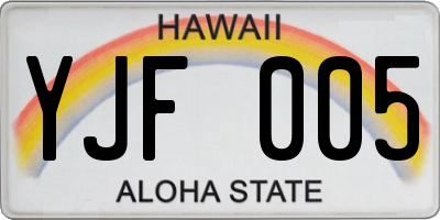 HI license plate YJF005