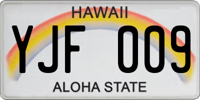 HI license plate YJF009