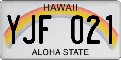 HI license plate YJF021