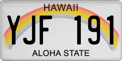HI license plate YJF191