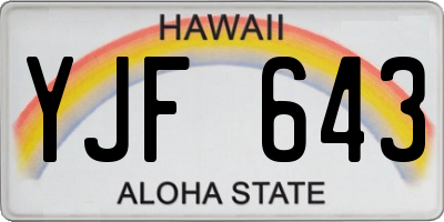 HI license plate YJF643