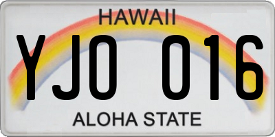 HI license plate YJO016