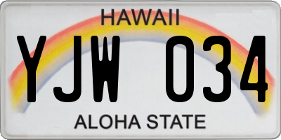 HI license plate YJW034