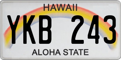 HI license plate YKB243