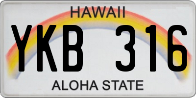 HI license plate YKB316