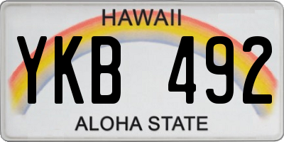 HI license plate YKB492