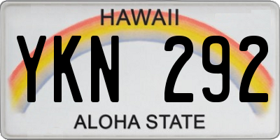 HI license plate YKN292