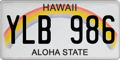 HI license plate YLB986