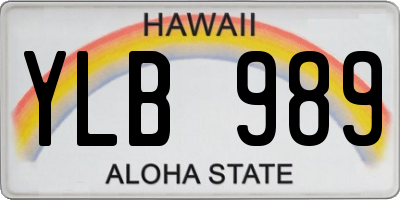 HI license plate YLB989