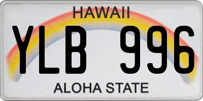HI license plate YLB996