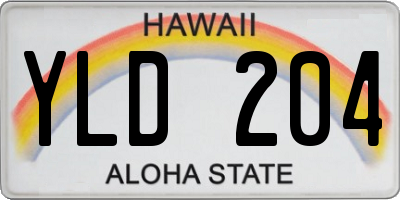 HI license plate YLD204