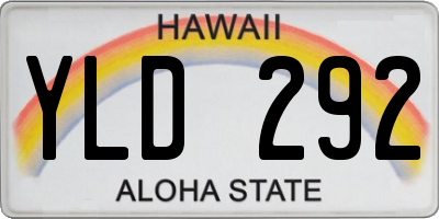HI license plate YLD292