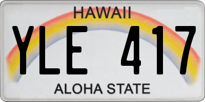 HI license plate YLE417