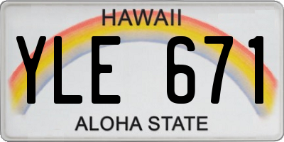 HI license plate YLE671