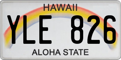 HI license plate YLE826