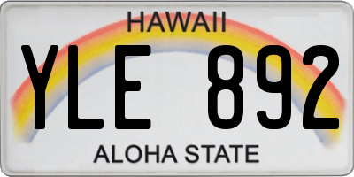 HI license plate YLE892