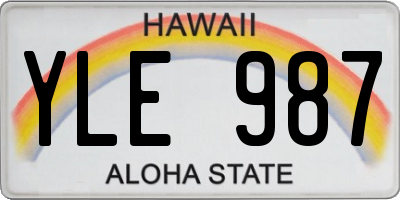 HI license plate YLE987