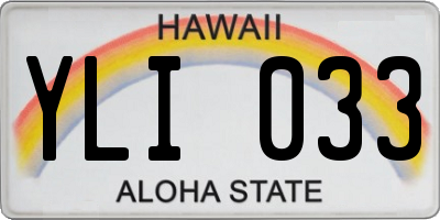 HI license plate YLI033