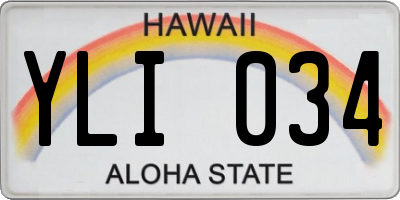 HI license plate YLI034