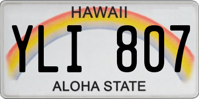 HI license plate YLI807