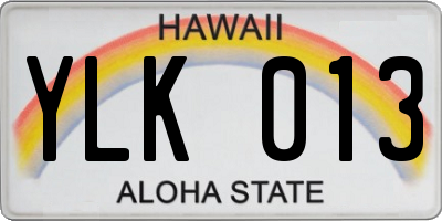 HI license plate YLK013