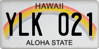 HI license plate YLK021