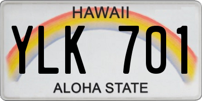 HI license plate YLK701