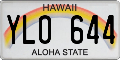 HI license plate YLO644