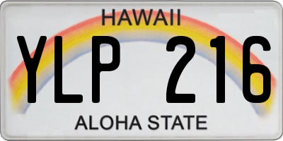 HI license plate YLP216