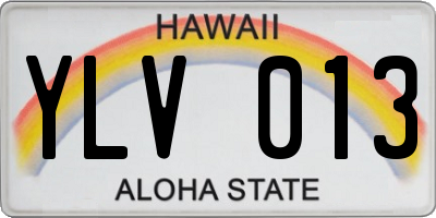 HI license plate YLV013