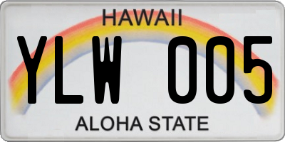 HI license plate YLW005