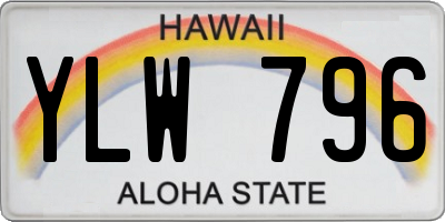 HI license plate YLW796