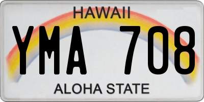 HI license plate YMA708