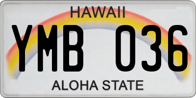 HI license plate YMB036
