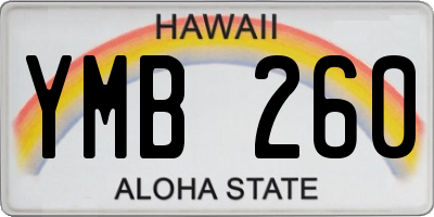 HI license plate YMB260