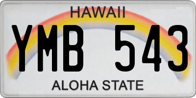 HI license plate YMB543