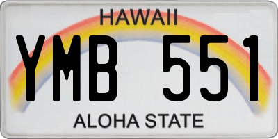 HI license plate YMB551